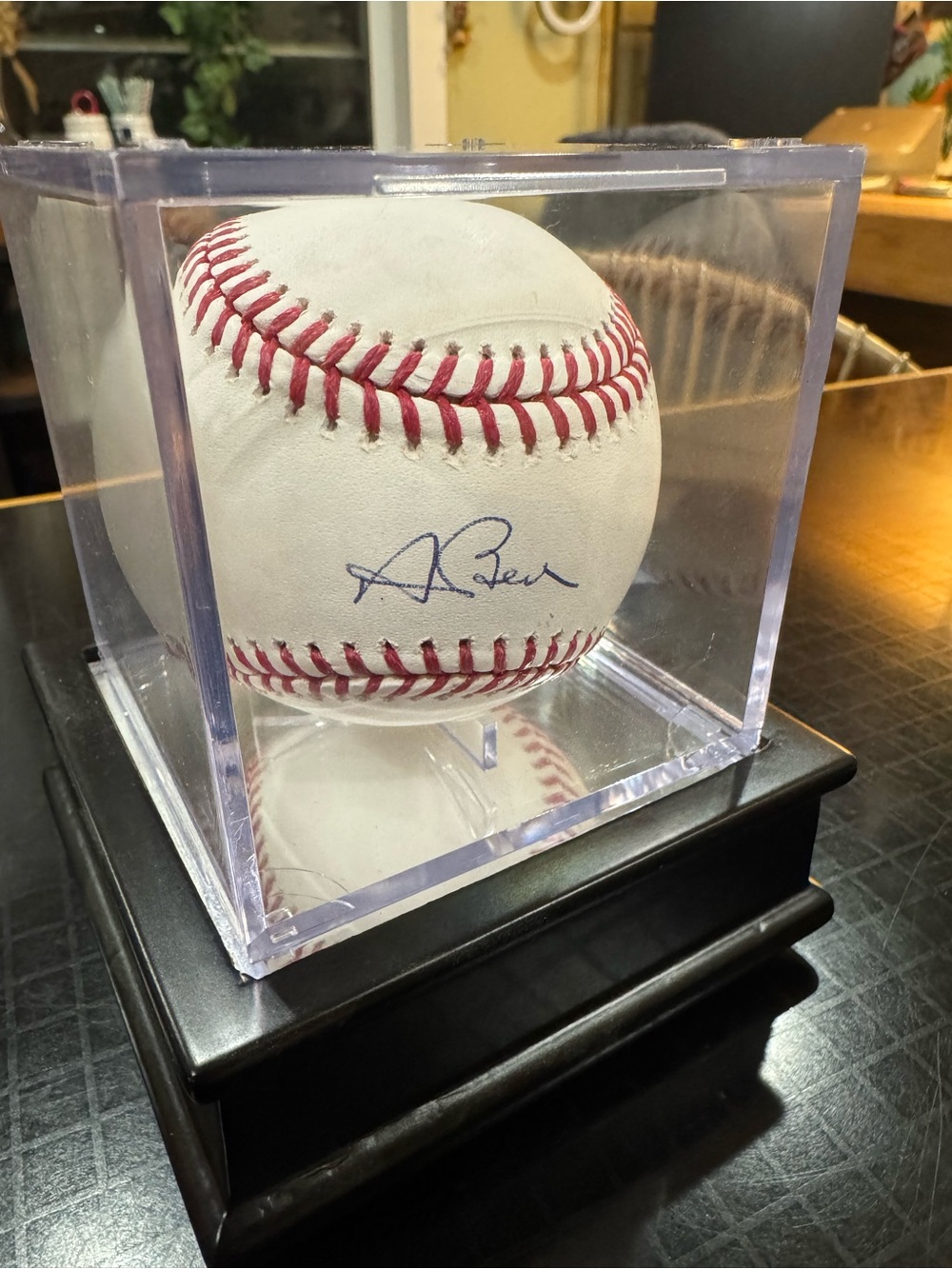 Signed Andrew Benintendi Baseball in Display Cube